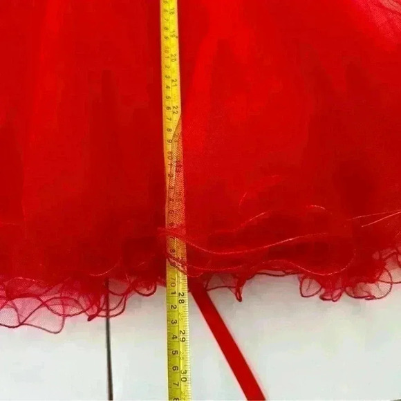 Damas By Tiffany Designs Beaded Dress GownSz Small Tulle Little Red Lace Corset - Picture 11 of 14
